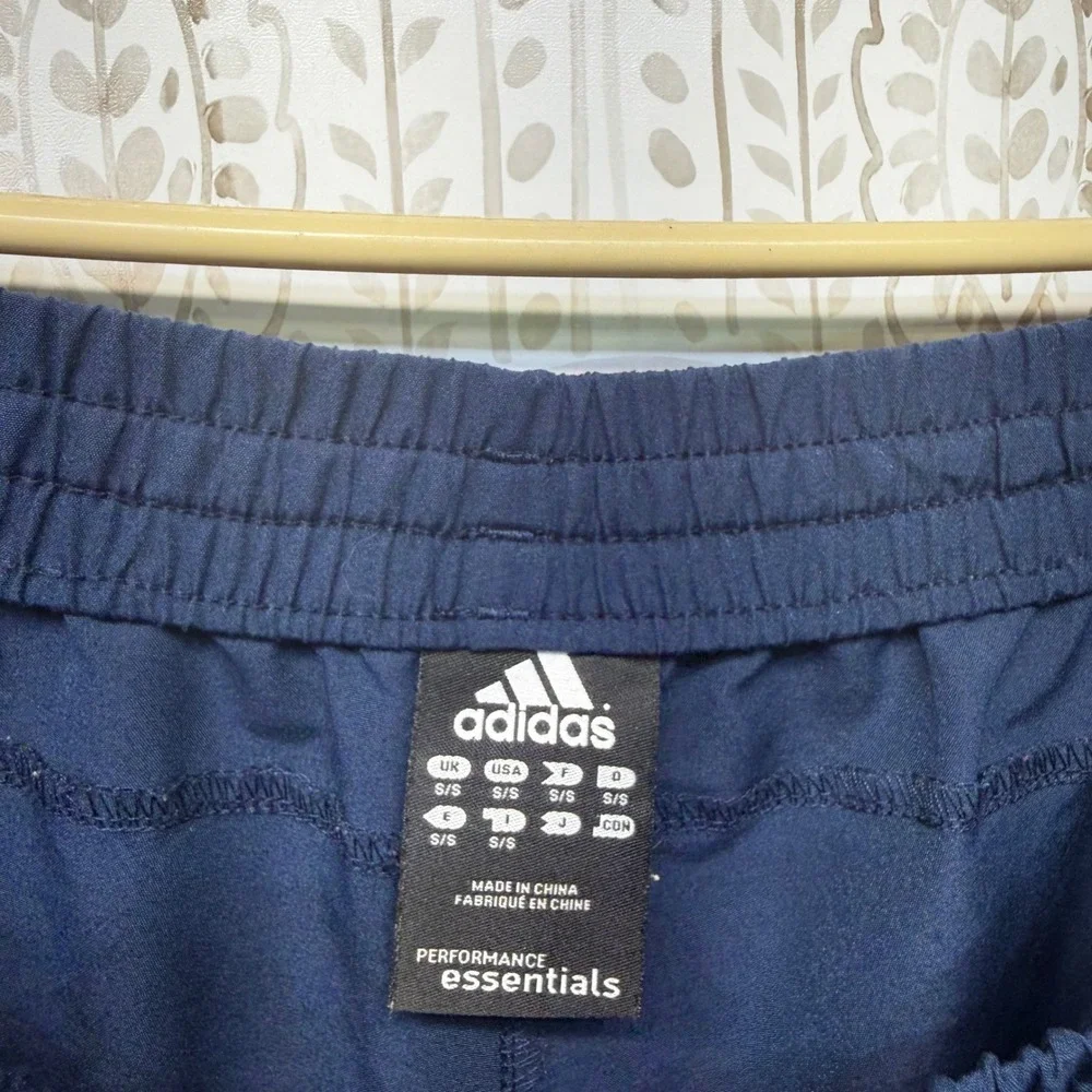 Adidas Track Pants Mens Small Navy Blue Performance Essentials Athletic Zipper